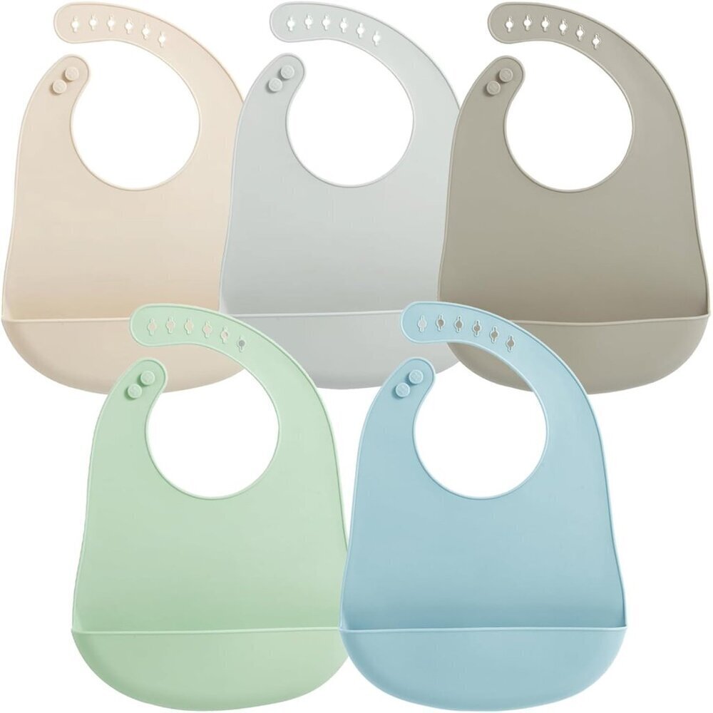 Silicone Baby Bibs 5 Pack Waterproof Feeding Bib Set